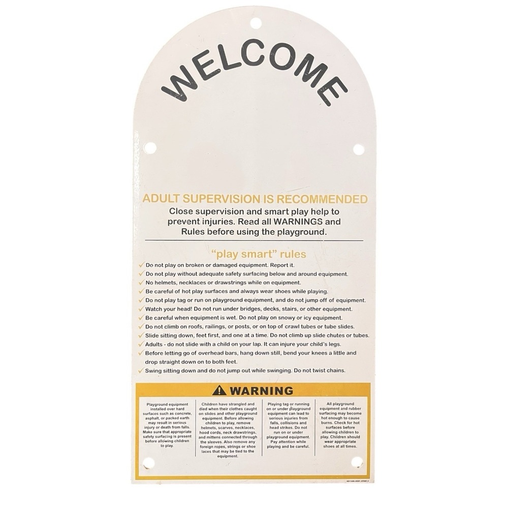 23"‎ Metal Enamel Sign "ADULT SUPERVISION RECOMMENDED. "Play Smart" Rules...."